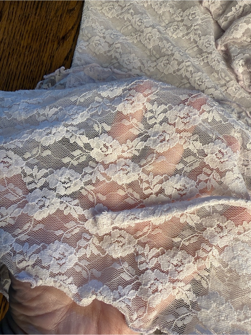 Lace Ruffle Top Old Navy L Blush Pink Tie Front Coquette Romantic Tiered Cami - Picture 9 of 11